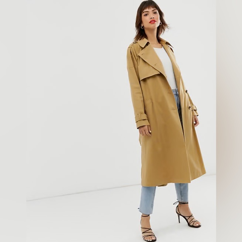 ASOS Design Longline Tan Trench Coat